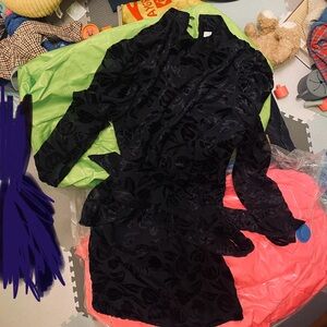 NSR Elegant Black Floral Long Sleeve Dress LBD